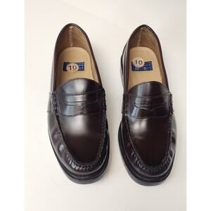 Chaps Loafers Brown Pebble Grain Leather Kiltie Tassel Moc Toe Shoes Size 12M